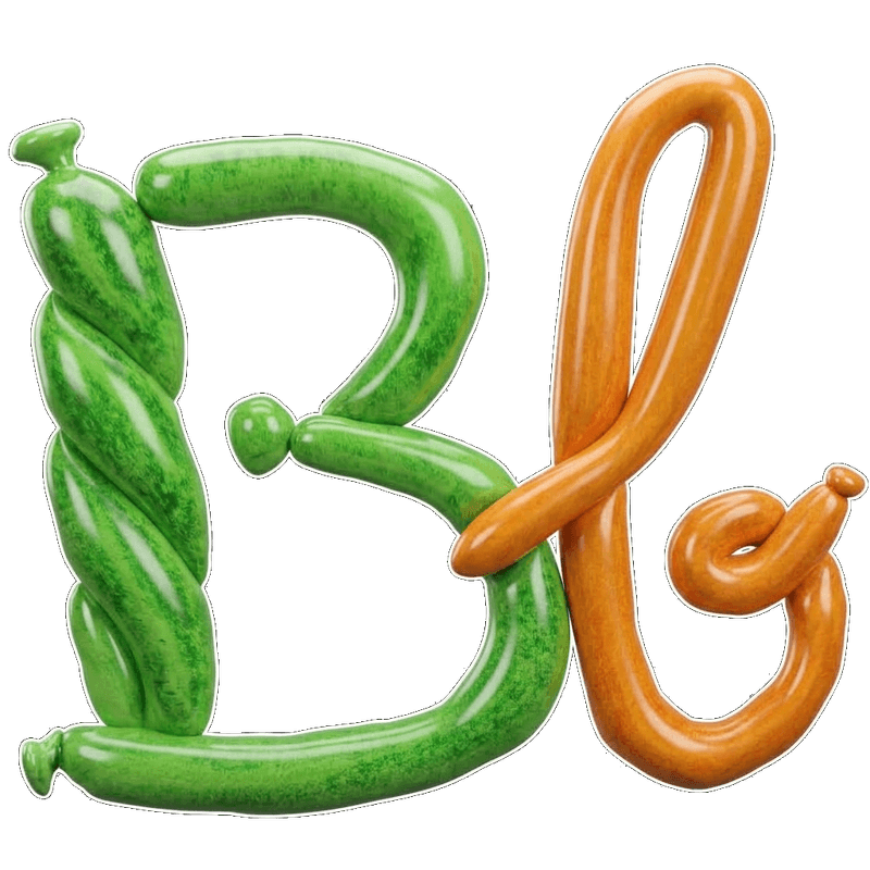 Bodark Balloons logo: a green balloon B tied to an orange balloon ampersand.